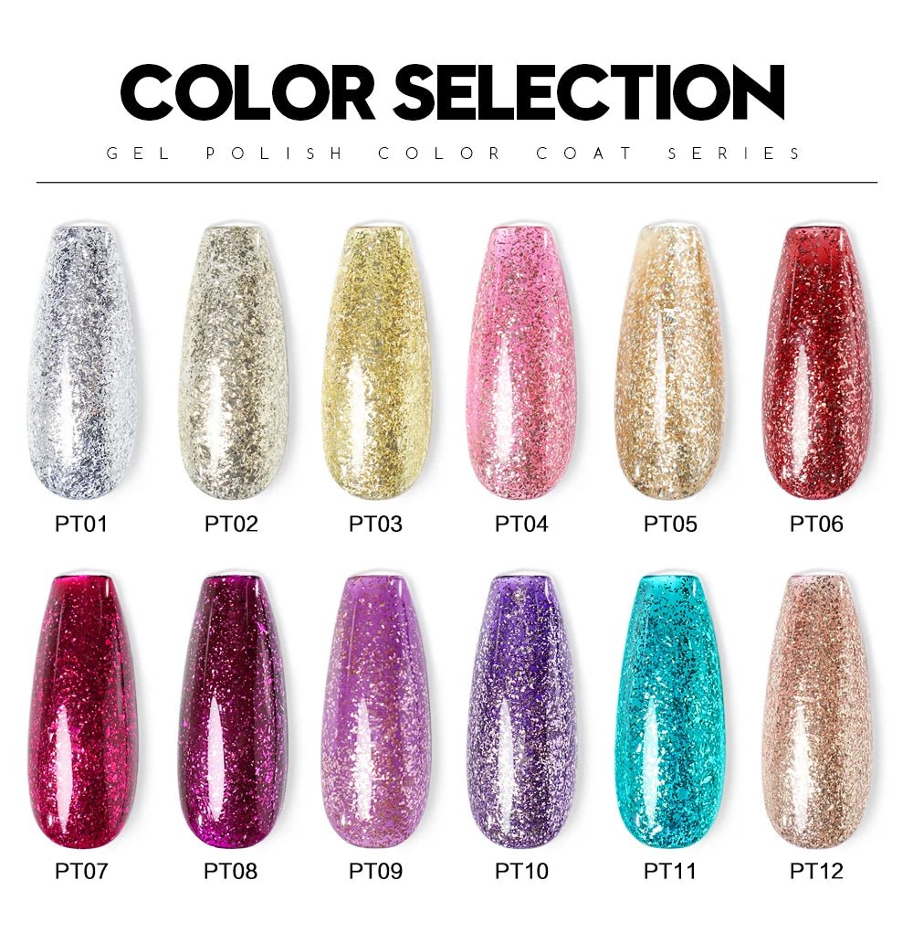 Beautilux Platinum Nail Gel Polish Silver Glitter Flakes Nails Art Gels Polish UV LED Semi Permanent Winter Nail Varnish 10ml - Gadget and Glam Shop