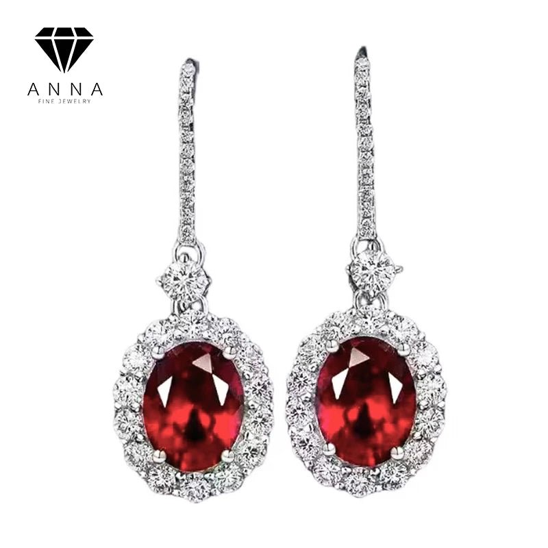 Luxury Natural Ruby Diamond Earrings For Women: 925 Sterling Silver Platinum Plated Fine Jewelry - Gadget and Glam Shop