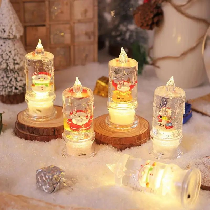 Christmas Candle Night Light Clear Flameless Taper Candles Water - Filled LED Lighted Pillar Candles Flickering LED Candles With - Gadget and Glam Shop