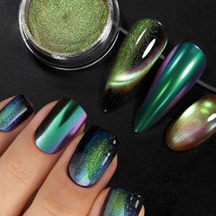 Blue Reflective Cat Magnetic Nail Powder Glitter Nail Art Gel Polishing Chrome Pigment Dust Metallic Chameleon Effect Decoration - Gadget and Glam Shop