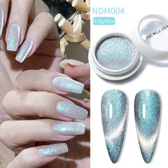 Blue Reflective Cat Magnetic Nail Powder Glitter Nail Art Gel Polishing Chrome Pigment Dust Metallic Chameleon Effect Decoration - Gadget and Glam Shop