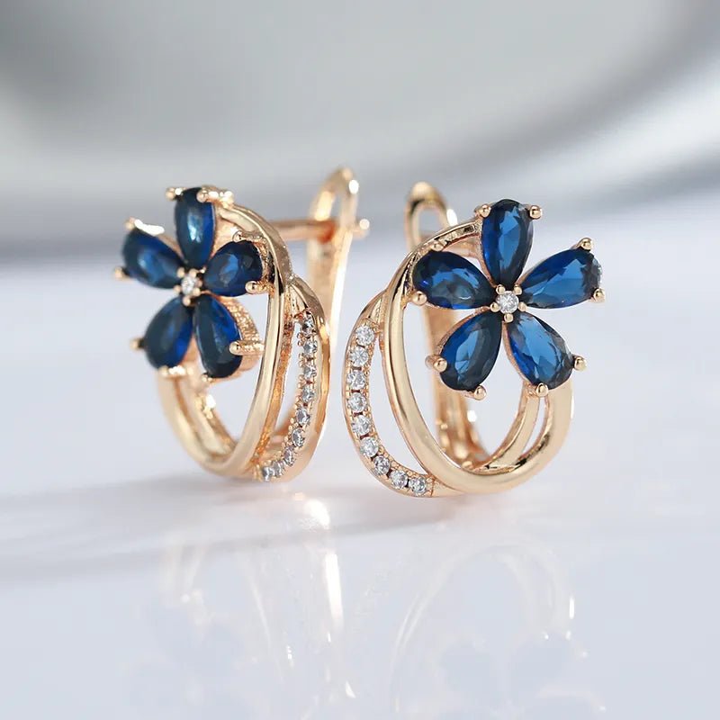 Rose Gold Earrings Spain Embossed Vintage Pattern Piercing Pendiente Micro CZ Zircons Light Luxury Party Summer Fine Jewelry - Gadget and Glam Shop