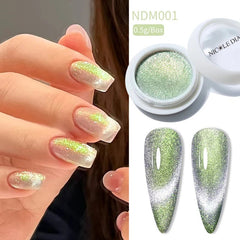 Blue Reflective Cat Magnetic Nail Powder Glitter Nail Art Gel Polishing Chrome Pigment Dust Metallic Chameleon Effect Decoration - Gadget and Glam Shop