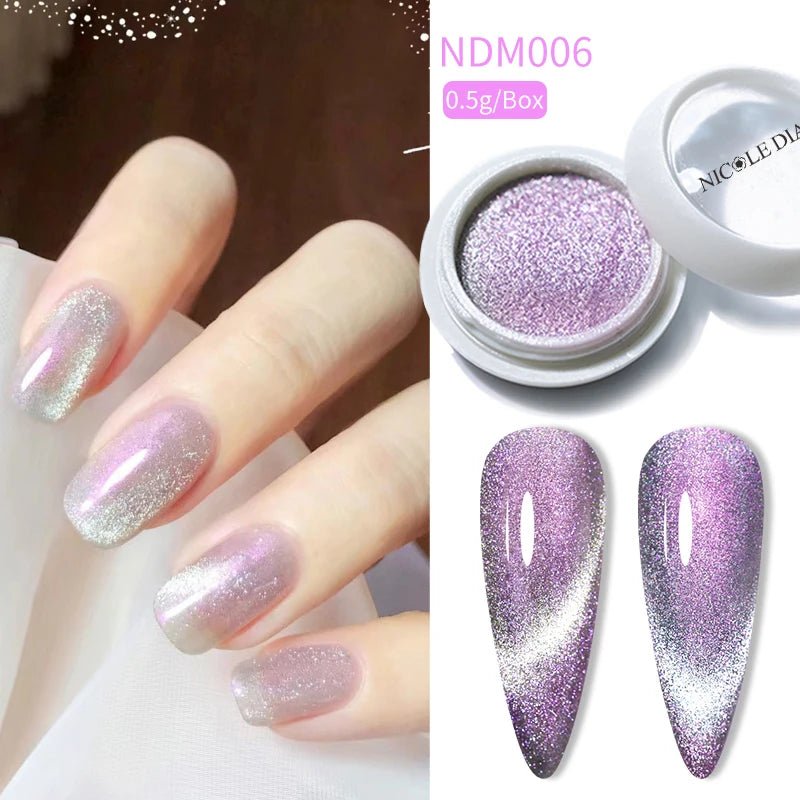 Blue Reflective Cat Magnetic Nail Powder Glitter Nail Art Gel Polishing Chrome Pigment Dust Metallic Chameleon Effect Decoration - Gadget and Glam Shop
