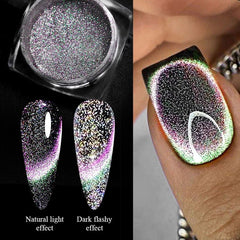 Blue Reflective Cat Magnetic Nail Powder Glitter Nail Art Gel Polishing Chrome Pigment Dust Metallic Chameleon Effect Decoration - Gadget and Glam Shop