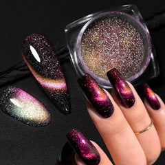 Blue Reflective Cat Magnetic Nail Powder Glitter Nail Art Gel Polishing Chrome Pigment Dust Metallic Chameleon Effect Decoration - Gadget and Glam Shop
