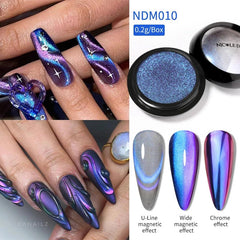Blue Reflective Cat Magnetic Nail Powder Glitter Nail Art Gel Polishing Chrome Pigment Dust Metallic Chameleon Effect Decoration - Gadget and Glam Shop