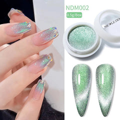 Blue Reflective Cat Magnetic Nail Powder Glitter Nail Art Gel Polishing Chrome Pigment Dust Metallic Chameleon Effect Decoration - Gadget and Glam Shop