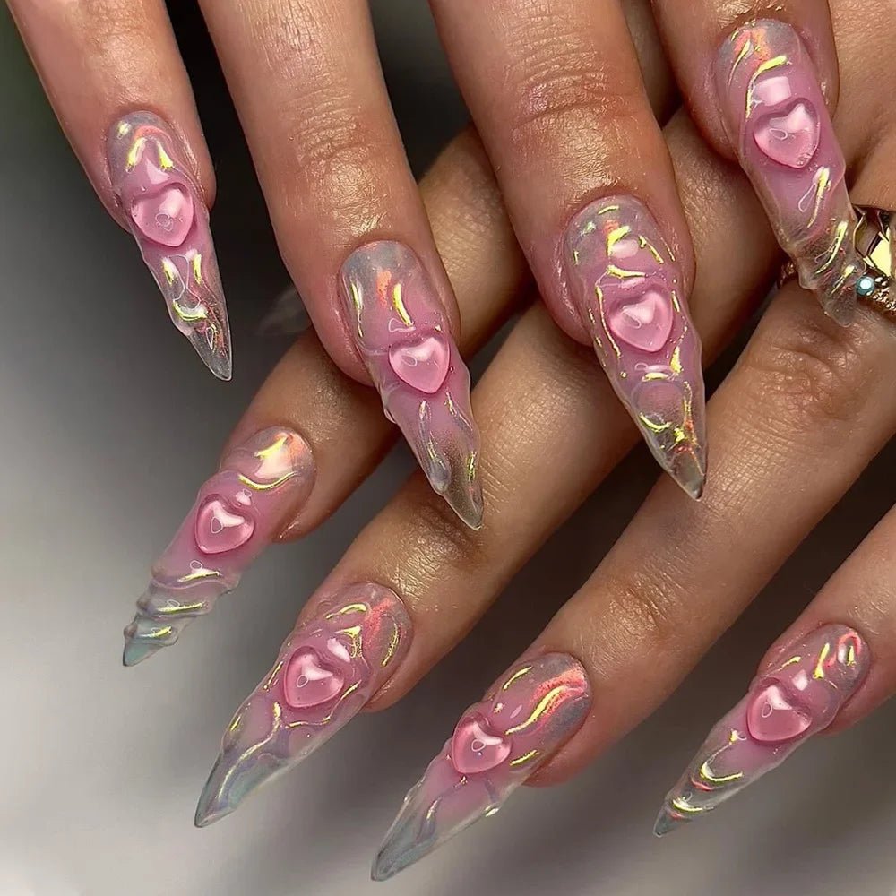 24Pcs Short Round Head Almond Fake Nails with Flowers Grass Pattern Wearable False Nails Tips Summer Full Cover Press on Nails - Gadget and Glam Shop