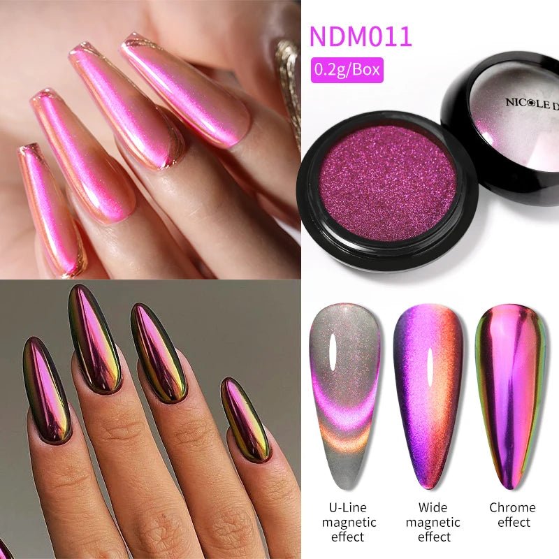 Blue Reflective Cat Magnetic Nail Powder Glitter Nail Art Gel Polishing Chrome Pigment Dust Metallic Chameleon Effect Decoration - Gadget and Glam Shop