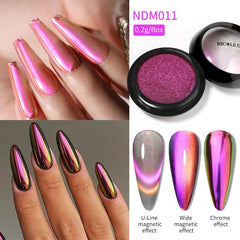 Blue Reflective Cat Magnetic Nail Powder Glitter Nail Art Gel Polishing Chrome Pigment Dust Metallic Chameleon Effect Decoration - Gadget and Glam Shop