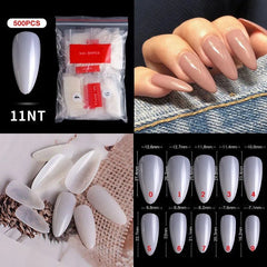 500pcs Natural Clear False Acrylic Nail Tips - Full/Half Cover Tips - Gadget and Glam Shop
