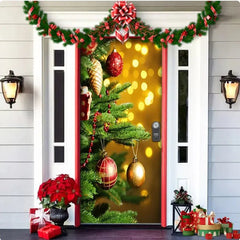 Christmas Forest Background Fabric Door Hanging for Christmas Party Decoration - Gadget and Glam Shop