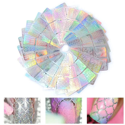 24 Sheets DIY Nail Art Sticker Set: 3D Laser, Hollow Design - Gadget and Glam Shop