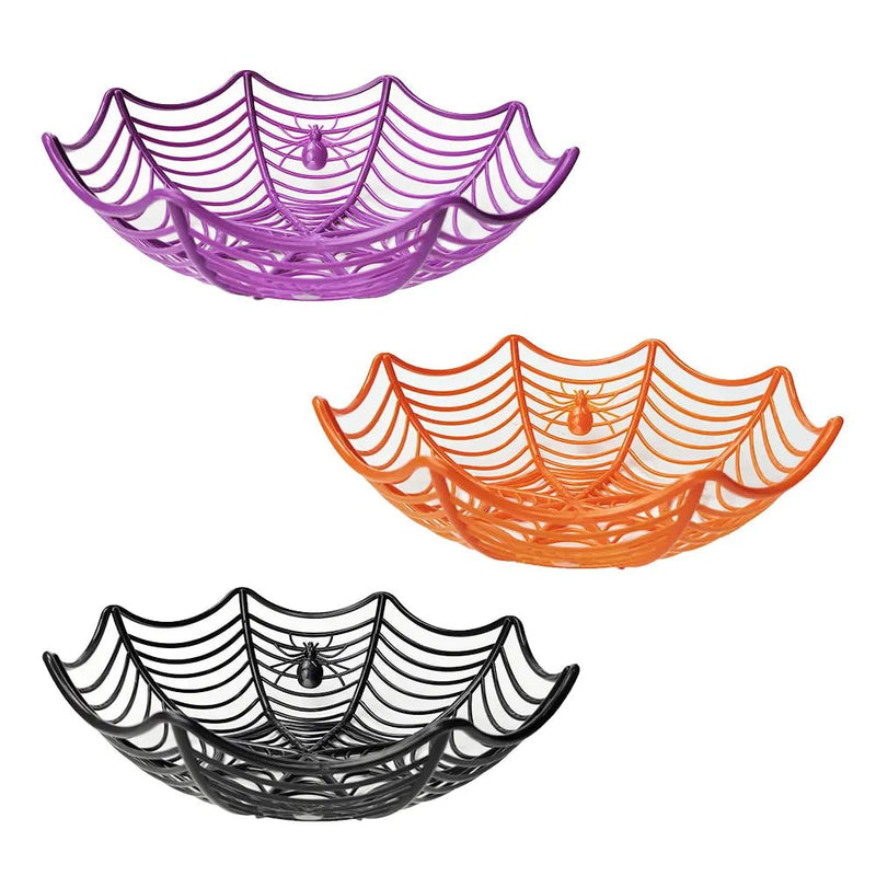 Halloween Candy Basket: Black Orange Spider Web Design for Trick or Treat Decoration - Gadget and Glam Shop