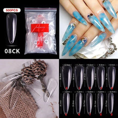 500pcs Natural Clear False Acrylic Nail Tips - Full/Half Cover Tips - Gadget and Glam Shop
