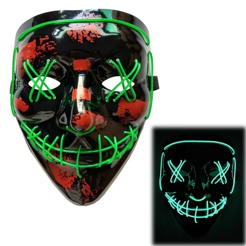 LED Purge Mask: Halloween Costume DJ Party Light Up Glow - in - the - Dark Masks (10 Colors) - Gadget and Glam Shop
