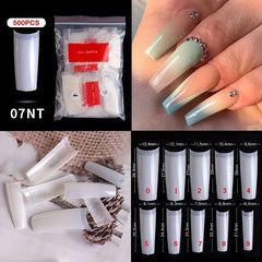 500pcs Natural Clear False Acrylic Nail Tips - Full/Half Cover Tips - Gadget and Glam Shop