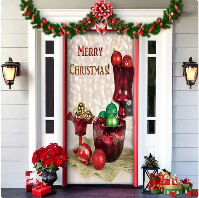 Christmas Forest Background Fabric Door Hanging for Christmas Party Decoration - Gadget and Glam Shop