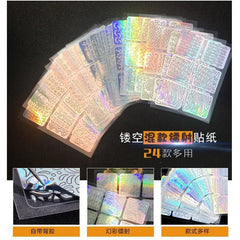 24 Sheets DIY Nail Art Sticker Set: 3D Laser, Hollow Design - Gadget and Glam Shop