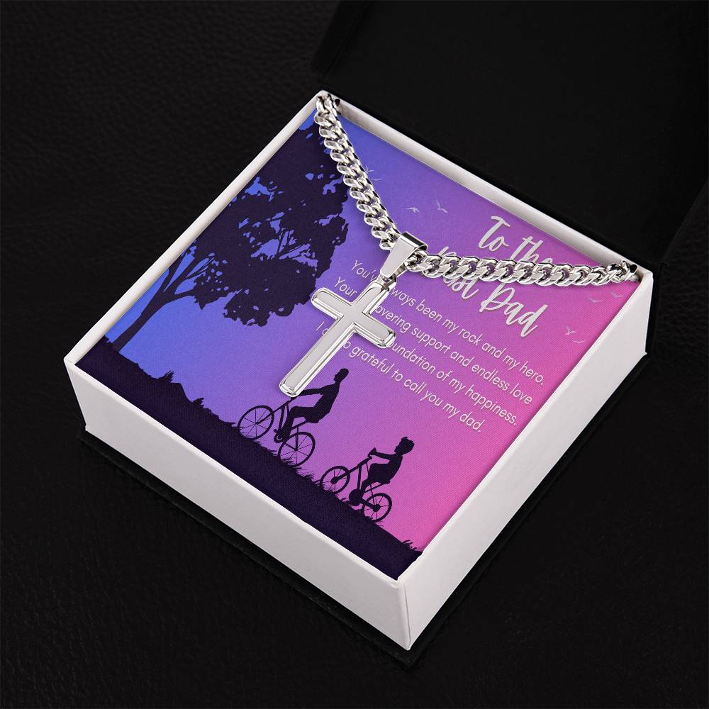 Cuban Chain with Artisan Cross Necklace - To My Rock and Hero - Gadget and Glam Shop