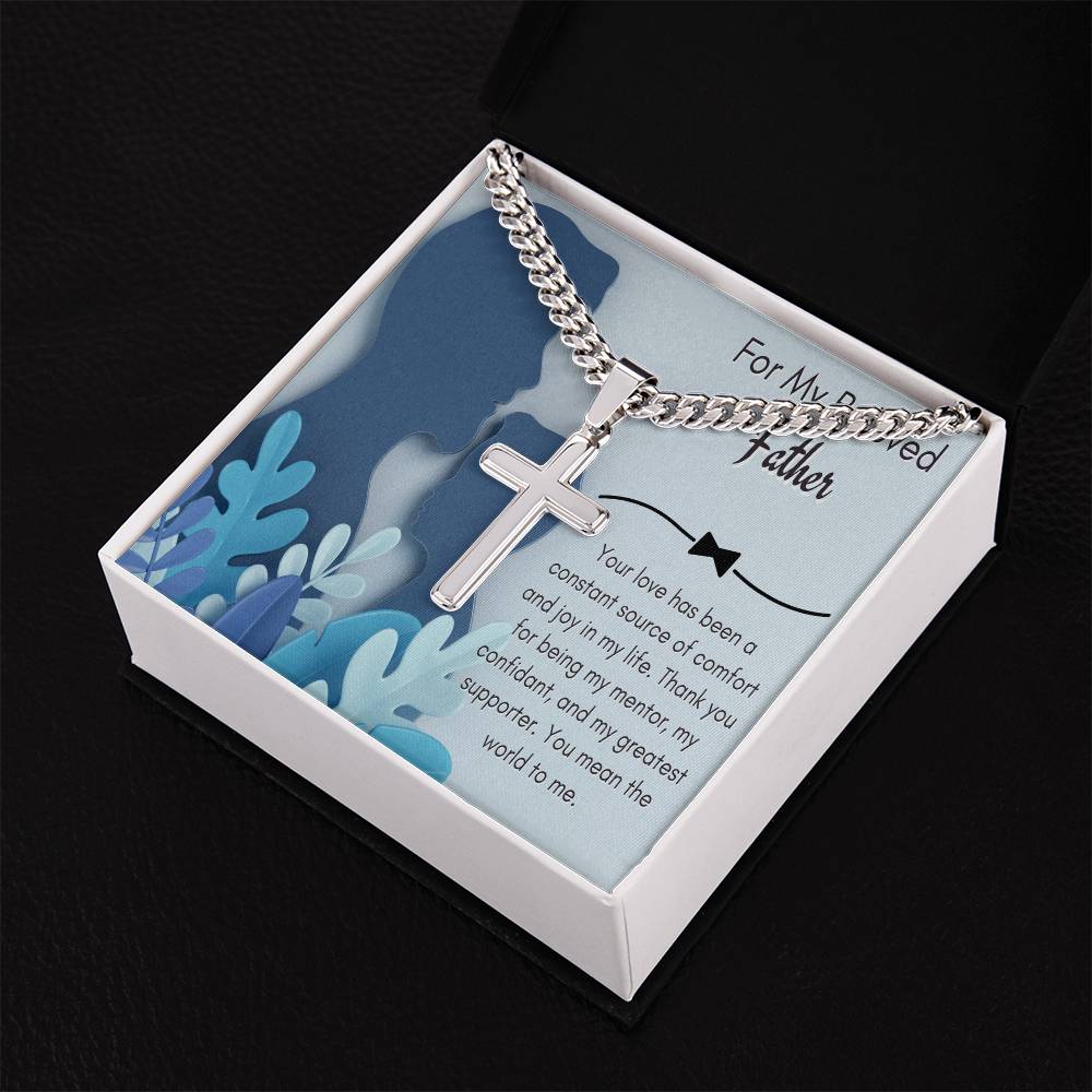 Cuban Chain with Artisan Cross Necklace - To My Beloved Mentor and Confidant - Gadget and Glam Shop
