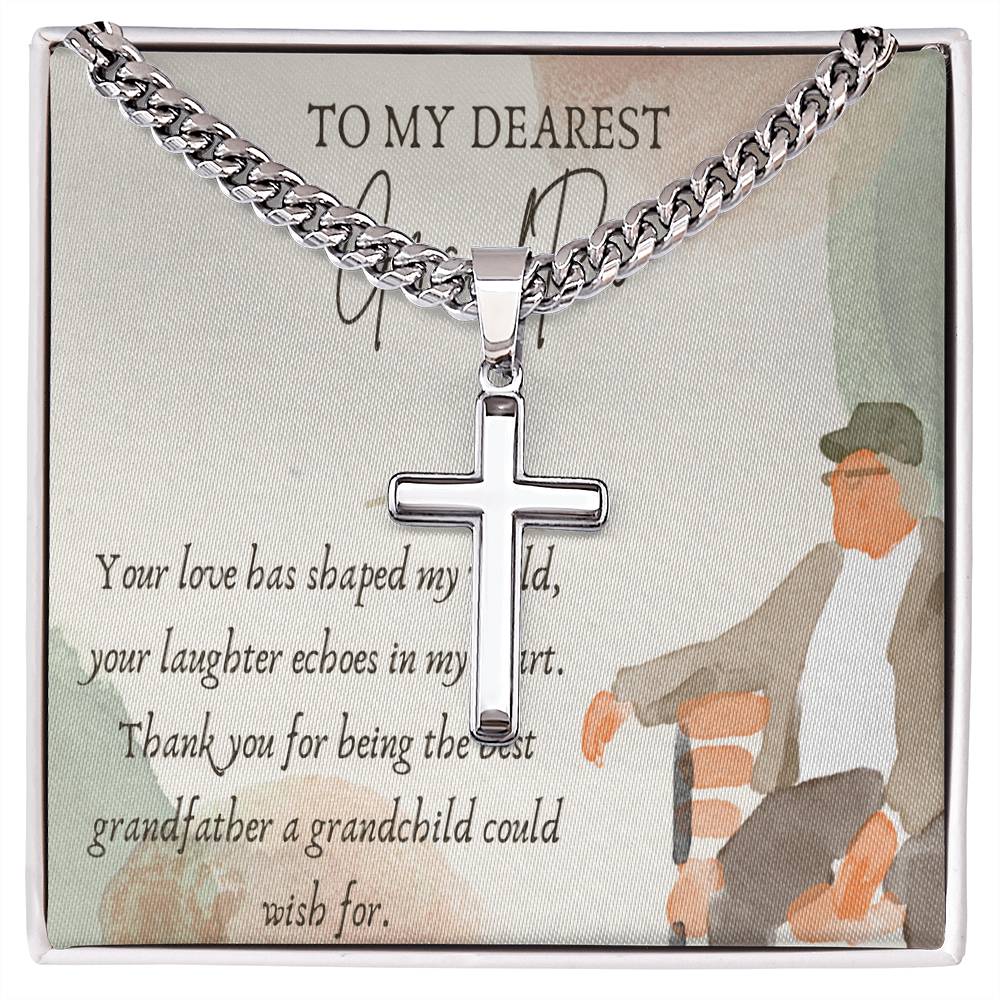 Cuban Chain with Artisan Cross Necklace - Celebrating the Best Grandfather - Gadget and Glam Shop