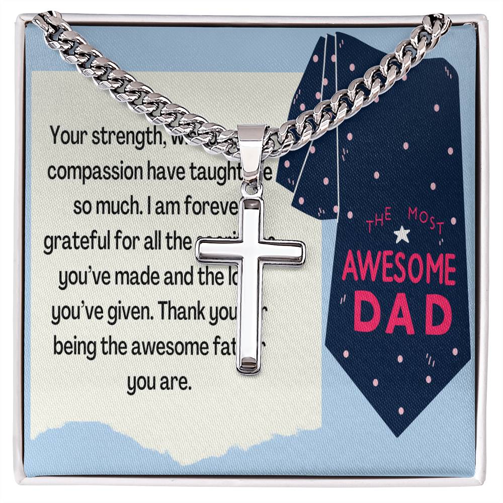 Cuban Chain with Artisan Cross Necklace - A Tribute to an Amazing Father - Gadget and Glam Shop