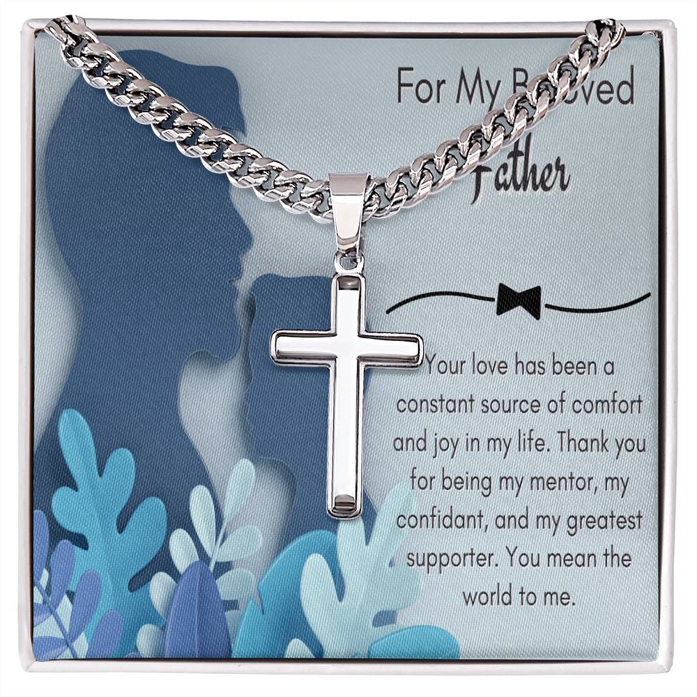 Cuban Chain with Artisan Cross Necklace - To My Beloved Mentor and Confidant - Gadget and Glam Shop