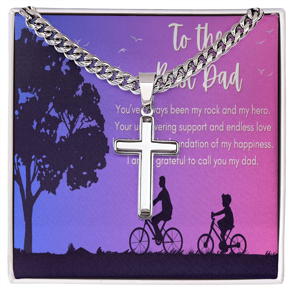 Cuban Chain with Artisan Cross Necklace - To My Rock and Hero - Gadget and Glam Shop