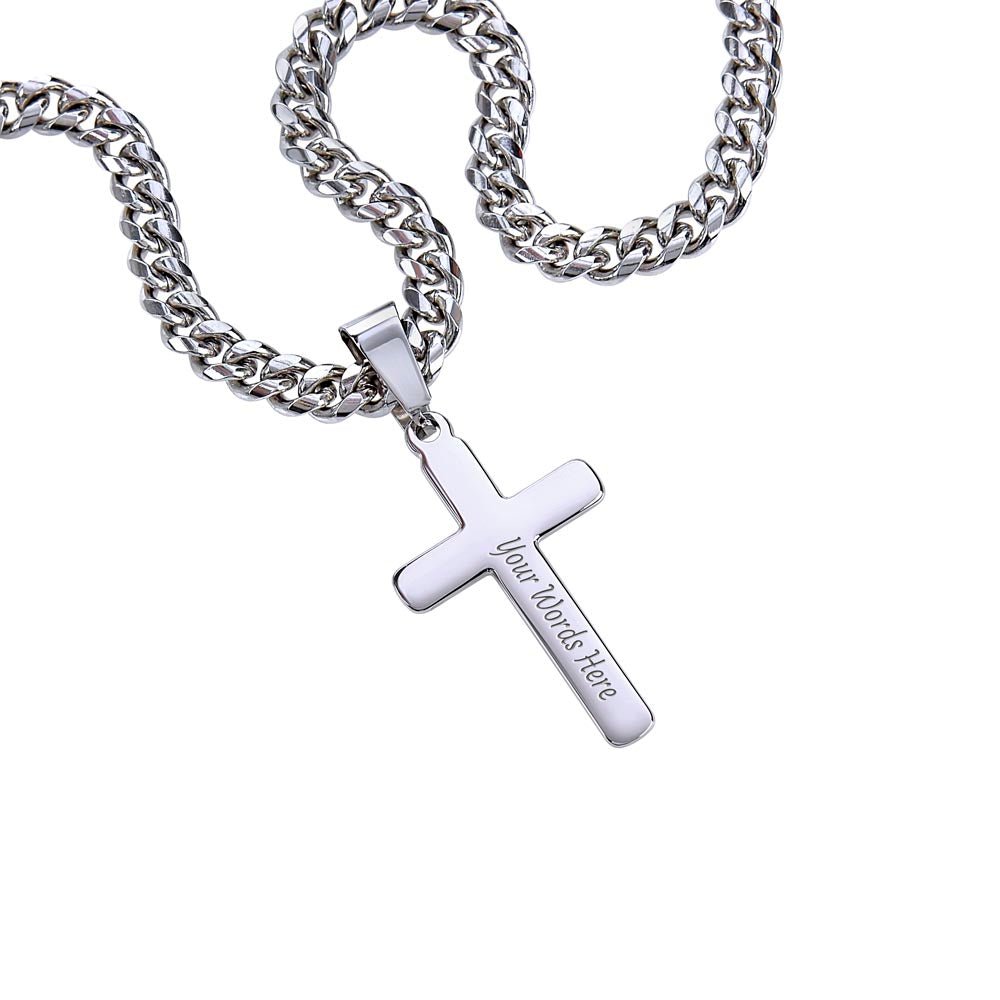 Cuban Chain with Artisan Cross Necklace - A Tribute to an Amazing Father - Gadget and Glam Shop