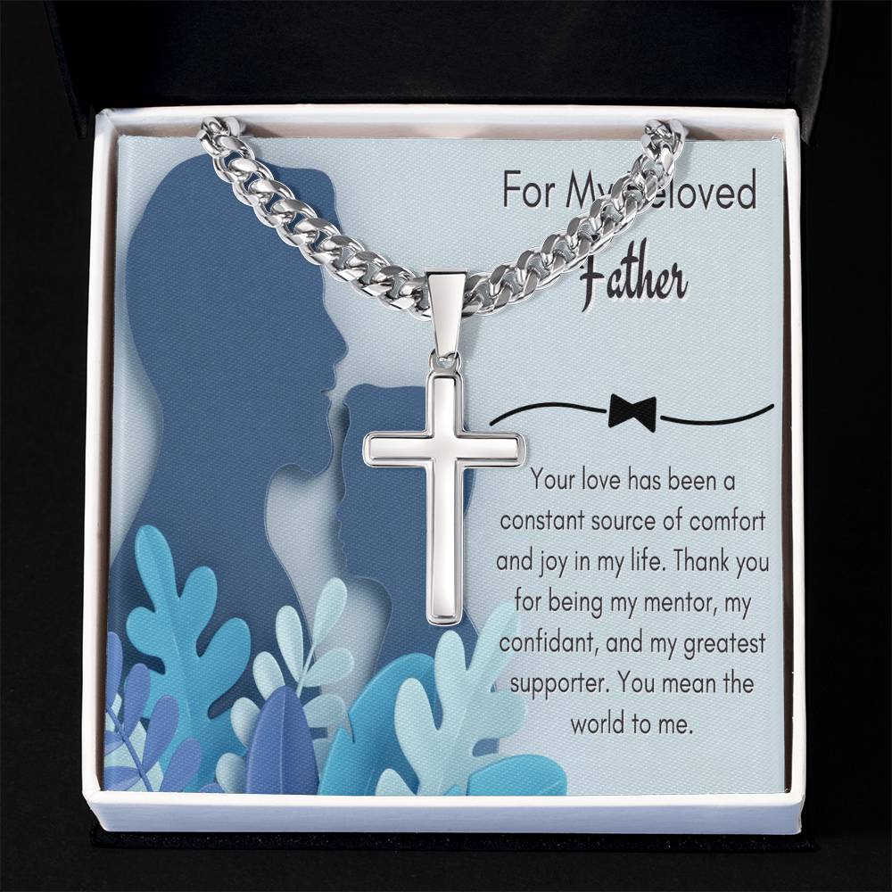 Cuban Chain with Artisan Cross Necklace - To My Beloved Mentor and Confidant - Gadget and Glam Shop