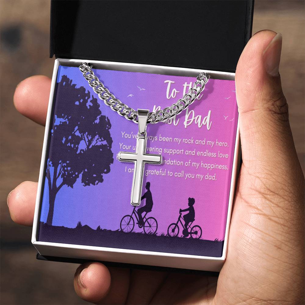 Cuban Chain with Artisan Cross Necklace - To My Rock and Hero - Gadget and Glam Shop