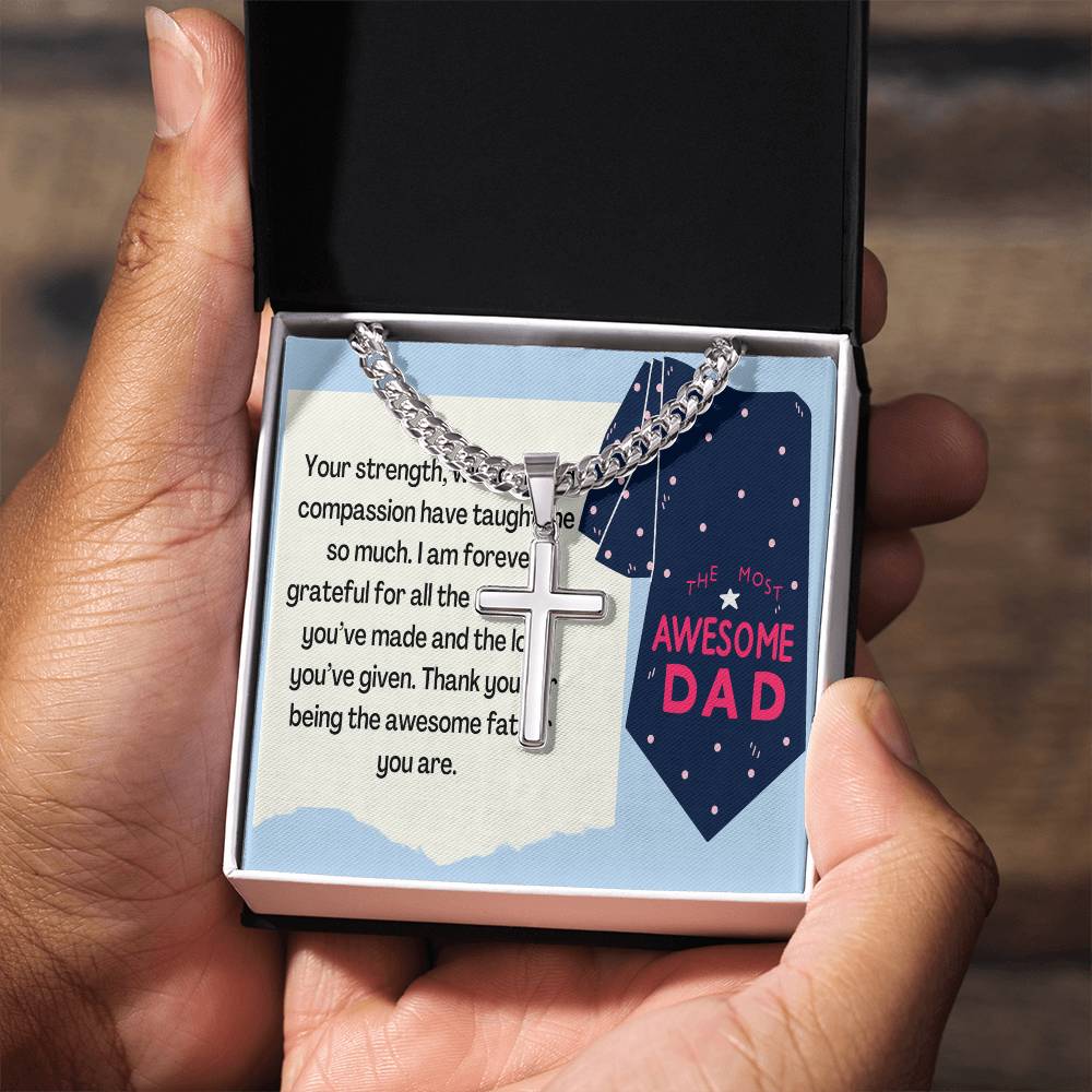 Cuban Chain with Artisan Cross Necklace - A Tribute to an Amazing Father - Gadget and Glam Shop