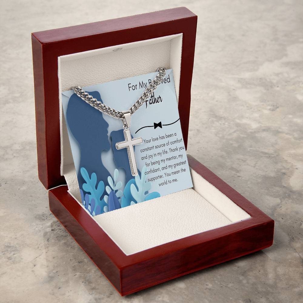 Cuban Chain with Artisan Cross Necklace - To My Beloved Mentor and Confidant - Gadget and Glam Shop