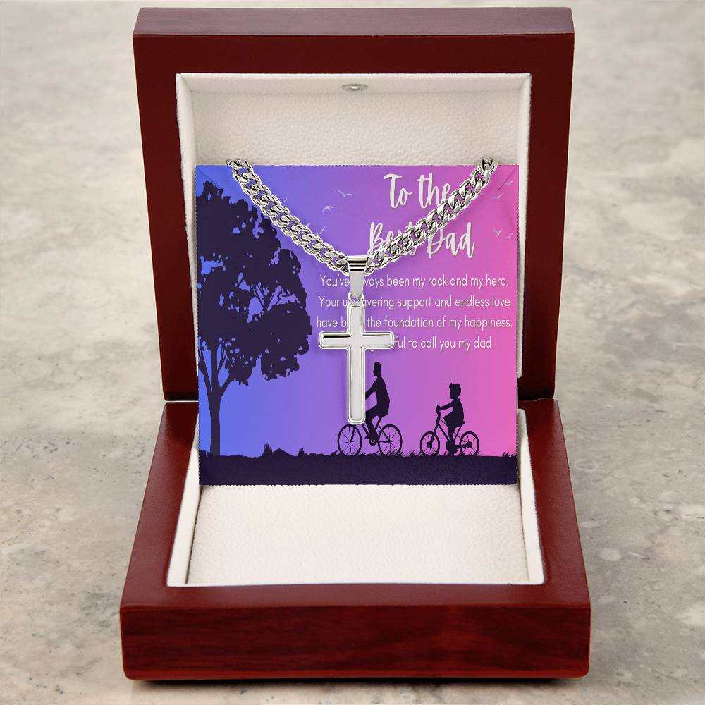 Cuban Chain with Artisan Cross Necklace - To My Rock and Hero - Gadget and Glam Shop