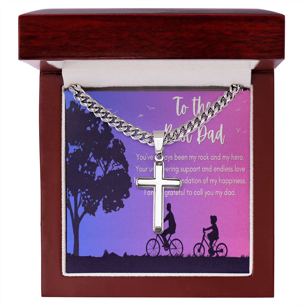 Cuban Chain with Artisan Cross Necklace - To My Rock and Hero - Gadget and Glam Shop