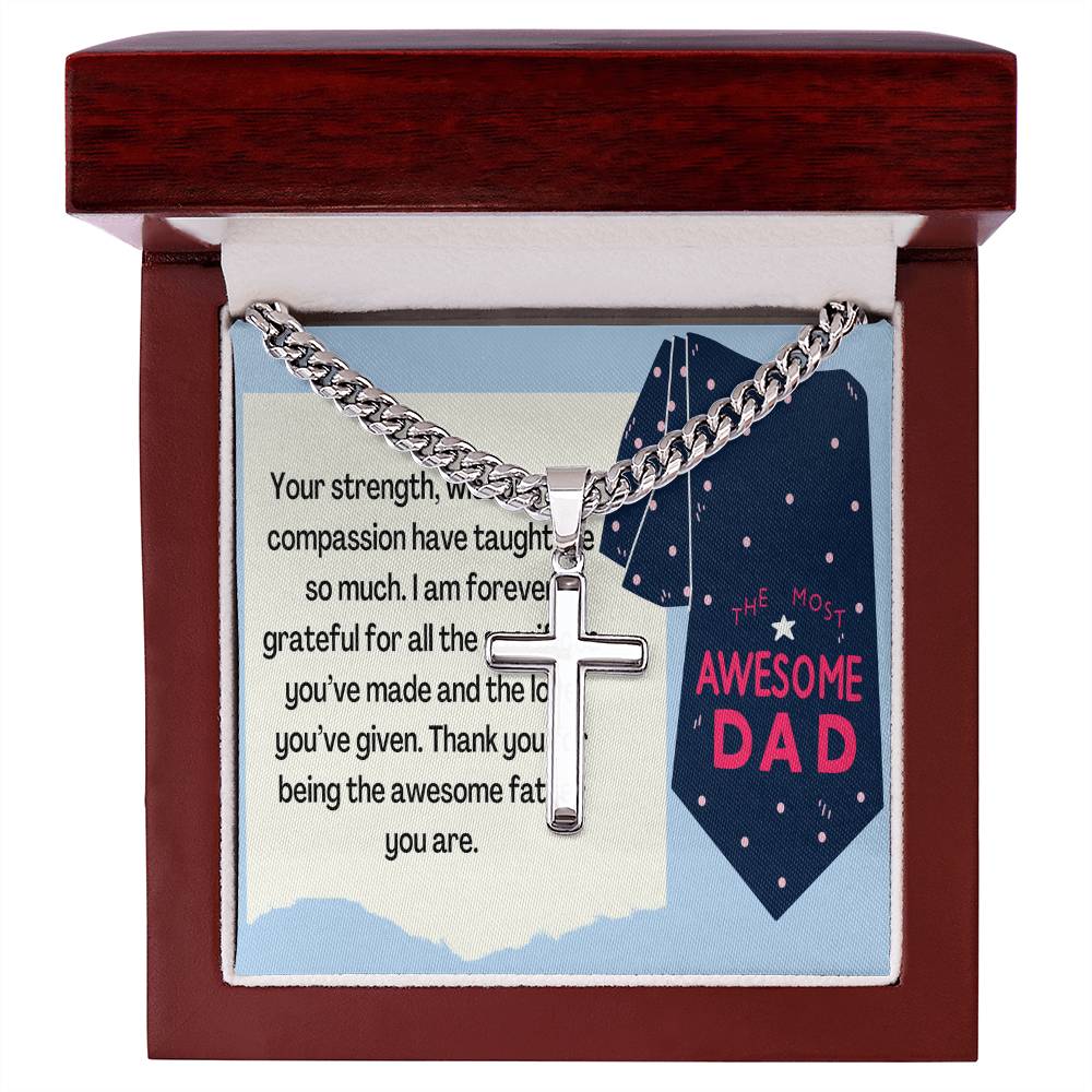 Cuban Chain with Artisan Cross Necklace - A Tribute to an Amazing Father - Gadget and Glam Shop