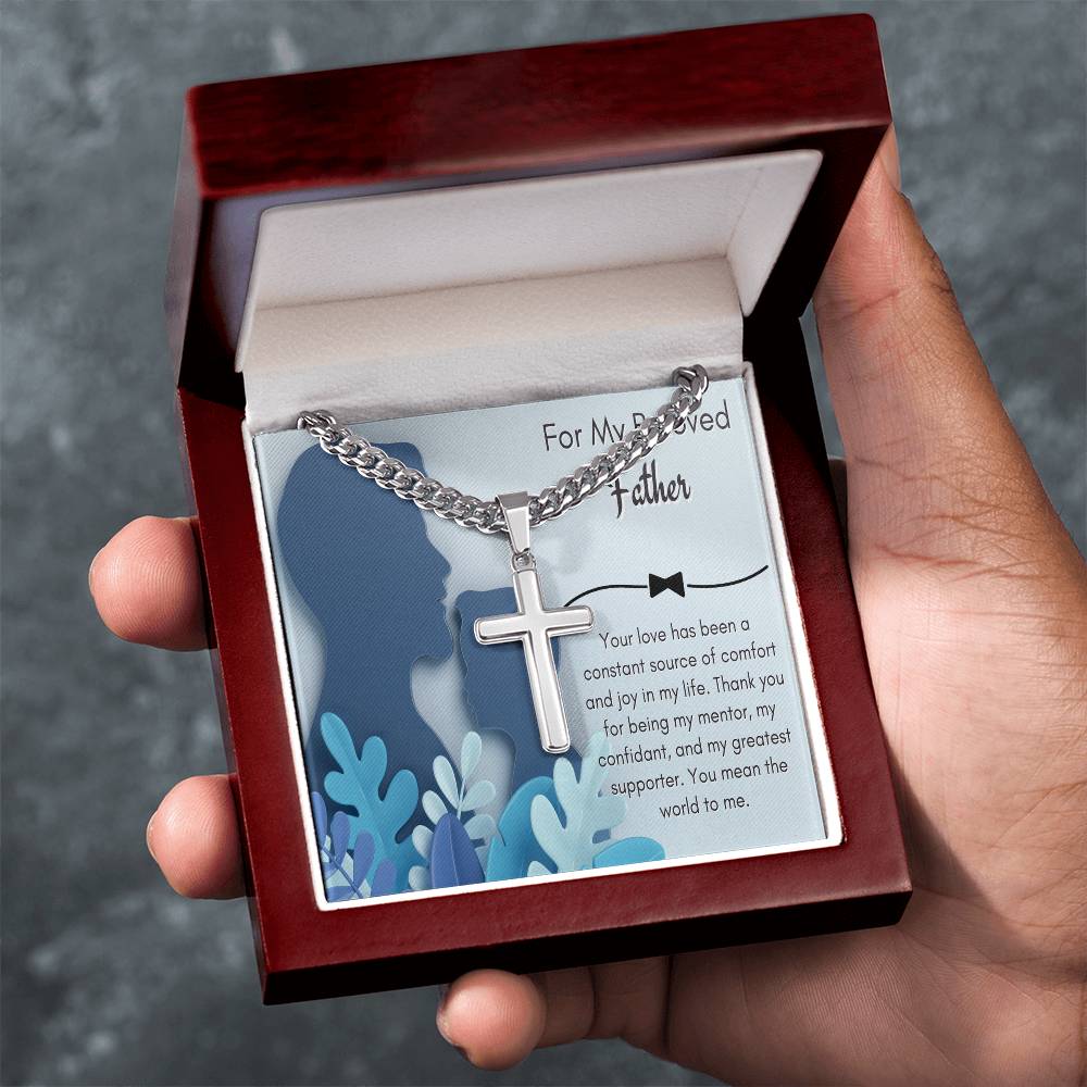 Cuban Chain with Artisan Cross Necklace - To My Beloved Mentor and Confidant - Gadget and Glam Shop