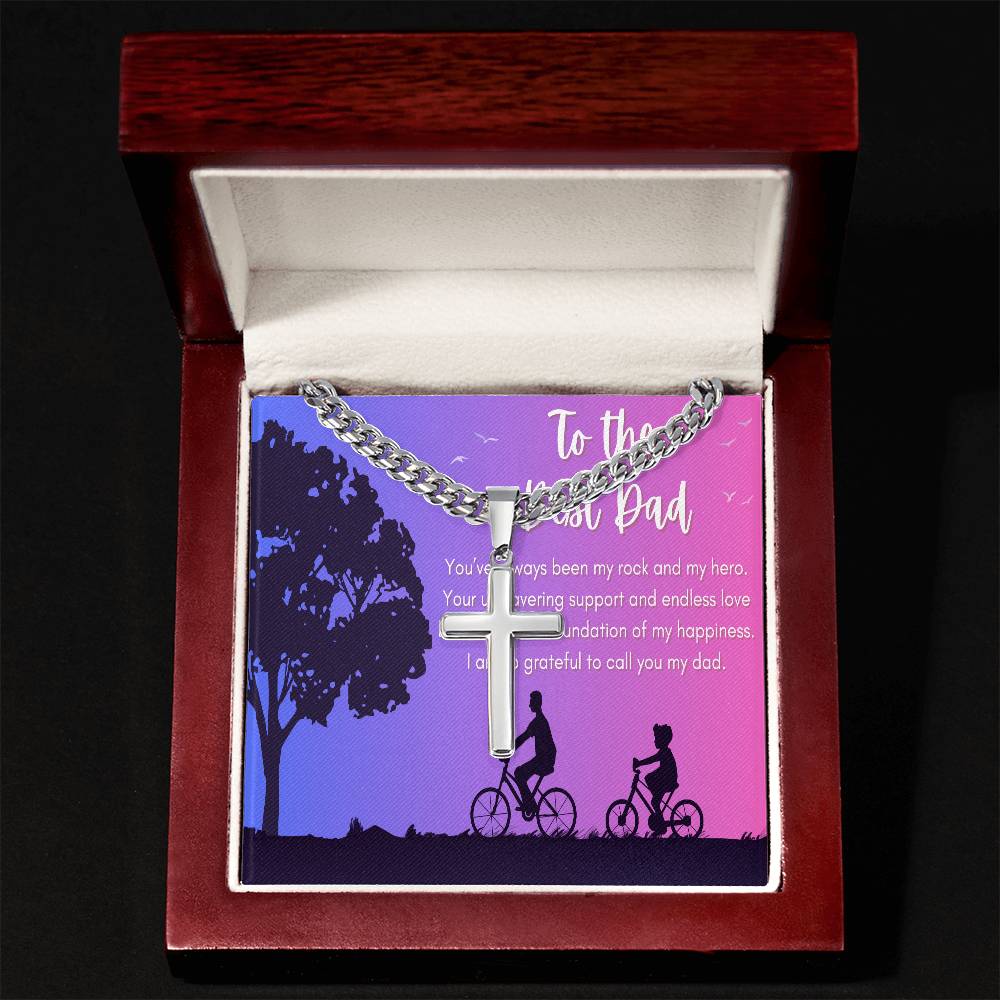 Cuban Chain with Artisan Cross Necklace - To My Rock and Hero - Gadget and Glam Shop