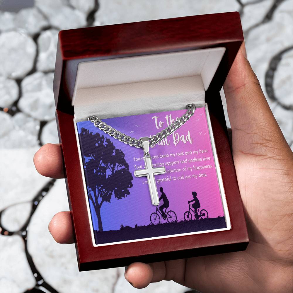 Cuban Chain with Artisan Cross Necklace - To My Rock and Hero - Gadget and Glam Shop