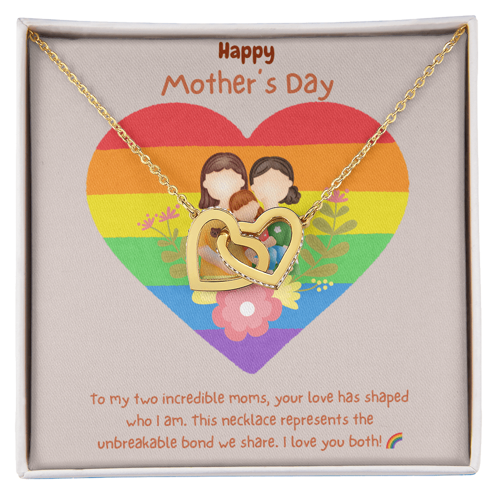 Two Moms, Infinite Love – Interlocking Hearts Necklace for Mother's Day - Gadget and Glam Shop