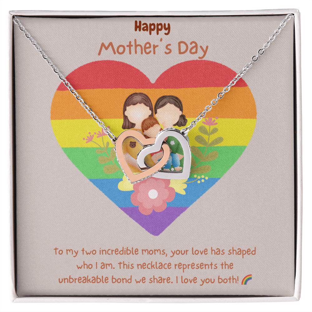 Two Moms, Infinite Love – Interlocking Hearts Necklace for Mother's Day - Gadget and Glam Shop