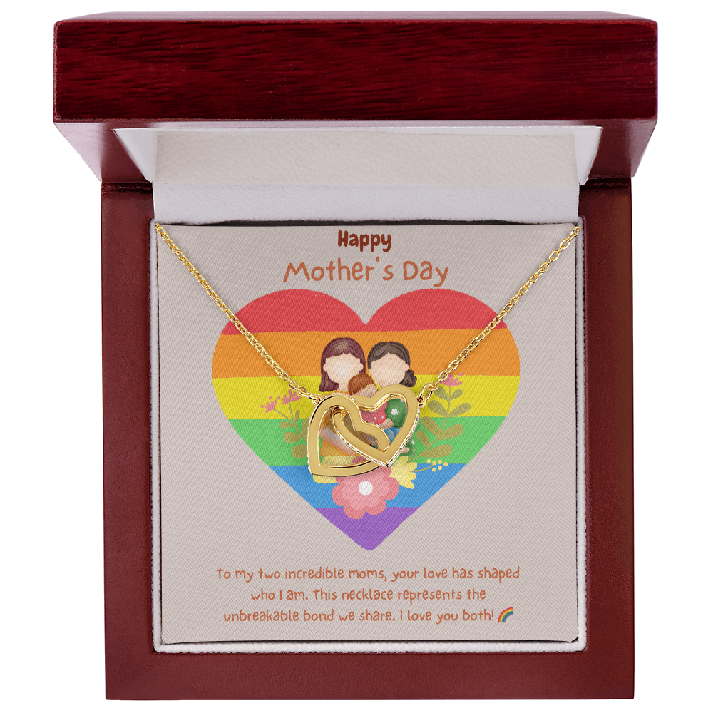 Two Moms, Infinite Love – Interlocking Hearts Necklace for Mother's Day - Gadget and Glam Shop