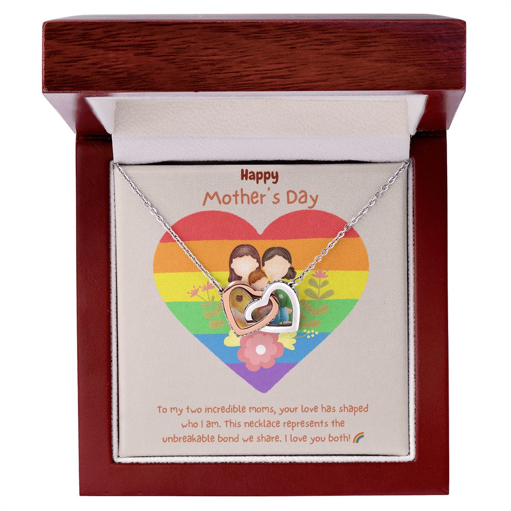 Two Moms, Infinite Love – Interlocking Hearts Necklace for Mother's Day - Gadget and Glam Shop
