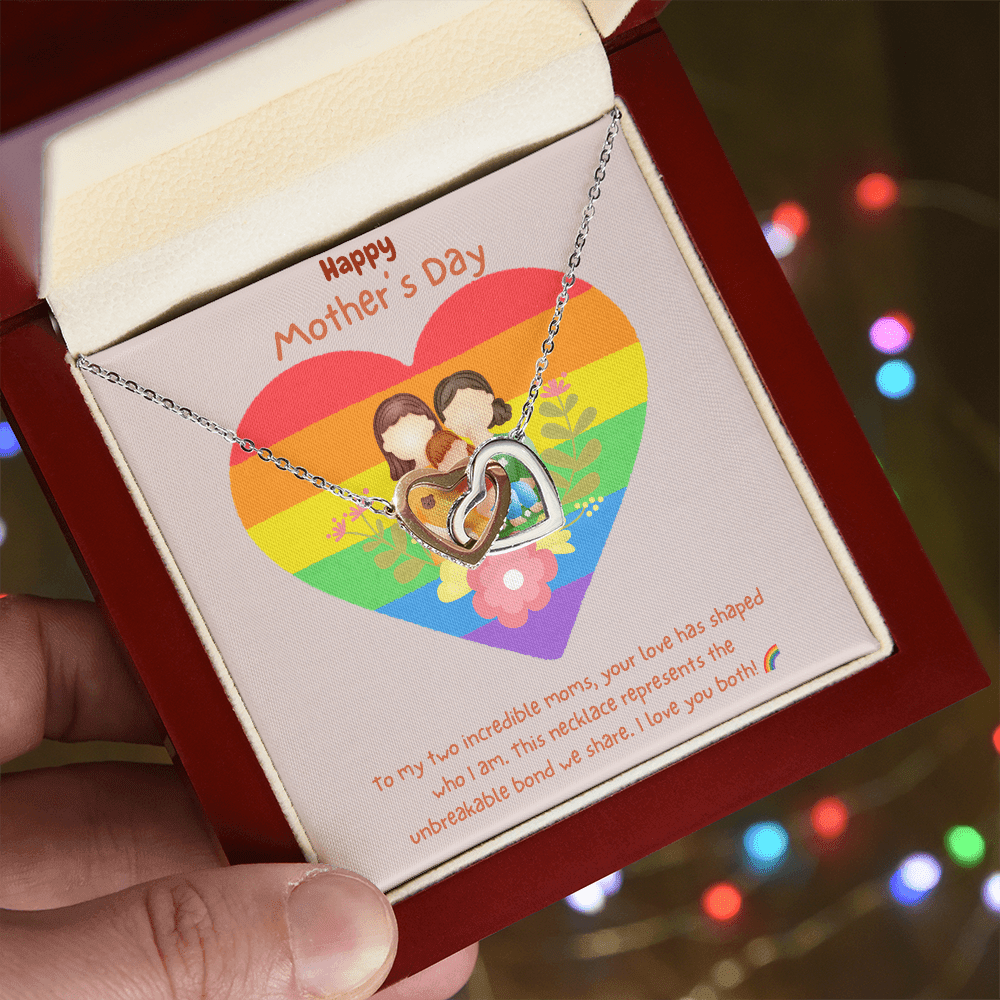Two Moms, Infinite Love – Interlocking Hearts Necklace for Mother's Day - Gadget and Glam Shop