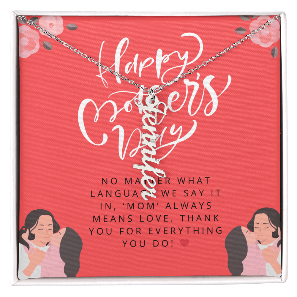 Mom in Every Language – Vertical Name Necklace for Mother’s Day - Gadget and Glam Shop