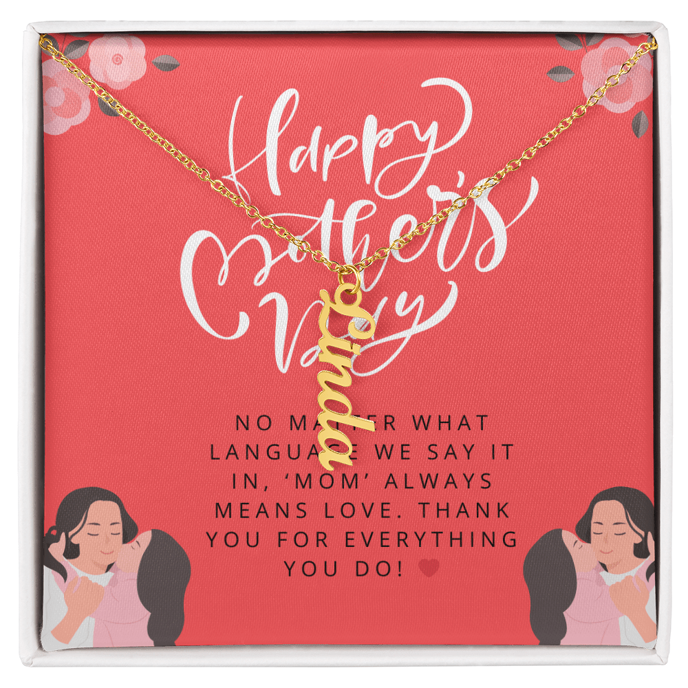 Mom in Every Language – Vertical Name Necklace for Mother’s Day - Gadget and Glam Shop