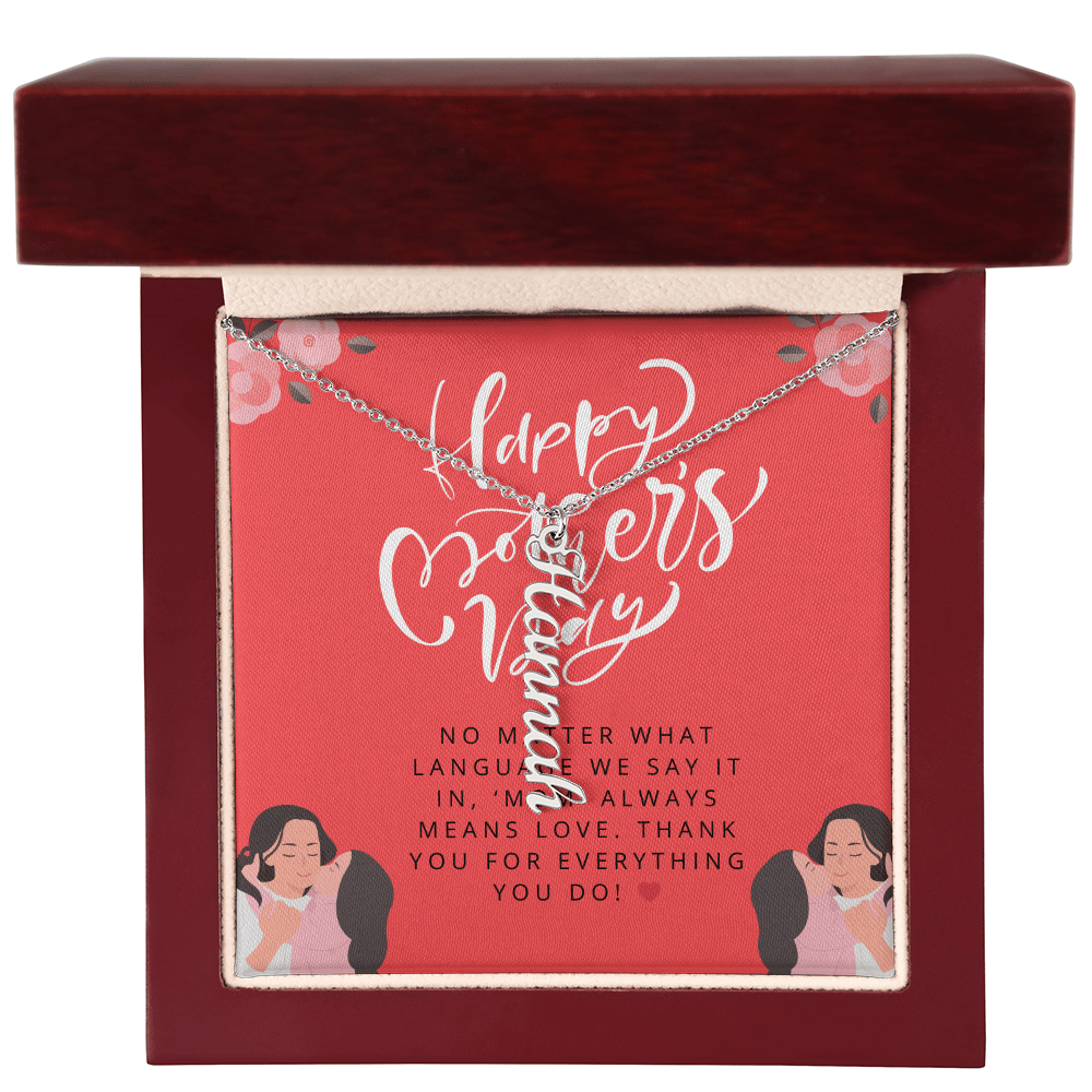 Mom in Every Language – Vertical Name Necklace for Mother’s Day - Gadget and Glam Shop