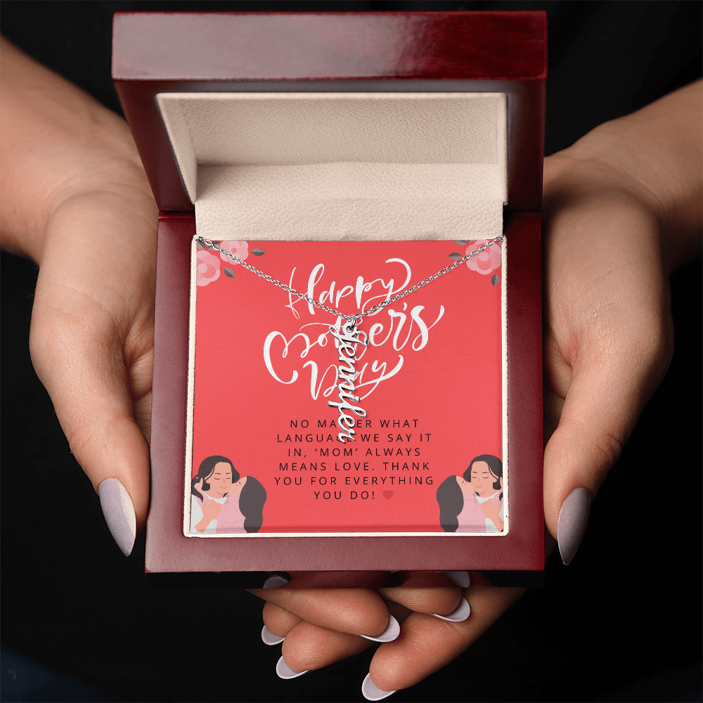 Mom in Every Language – Vertical Name Necklace for Mother’s Day - Gadget and Glam Shop